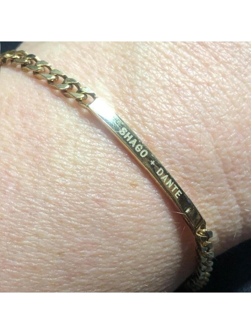 B2845 Miansai ID Chain Bracelet Gold Vermeil sterling Engraved SHAGO DANTE 7.5"